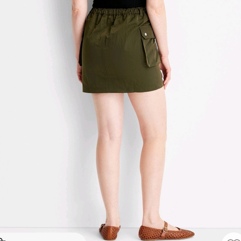 NWT Women's Cargo Mini Skirt - Future Collective Dark Olive Green - Picture 3 of 6